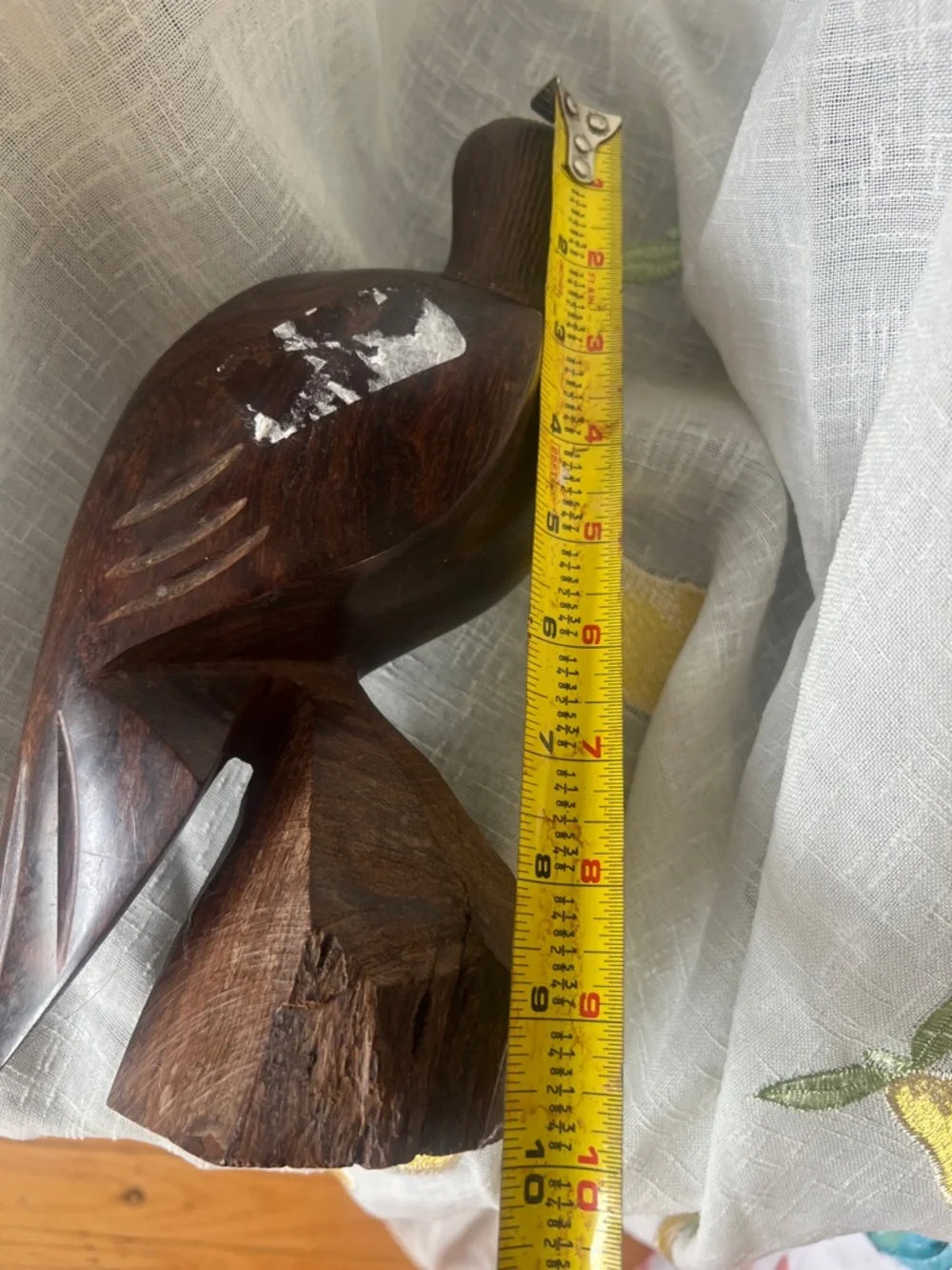 Vintage Brown Hand-Carved Wooden Bird Toy - Rustic Pet Accessory